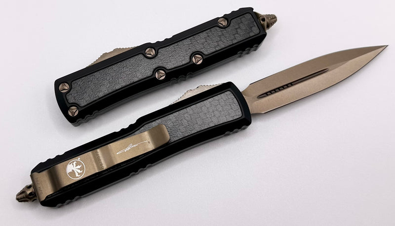 Microtech Daytona D/E Bronze Standard w/ Carbon Fiber Inlays Signature Series 126-13CFIS