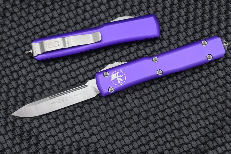 Microtech Ultratech Single Edge Satin Standard & Purple 121-4PU