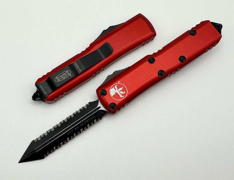 Microtech UTX-85 Spartan Black Double Full Serrated & Red 230-D3RD