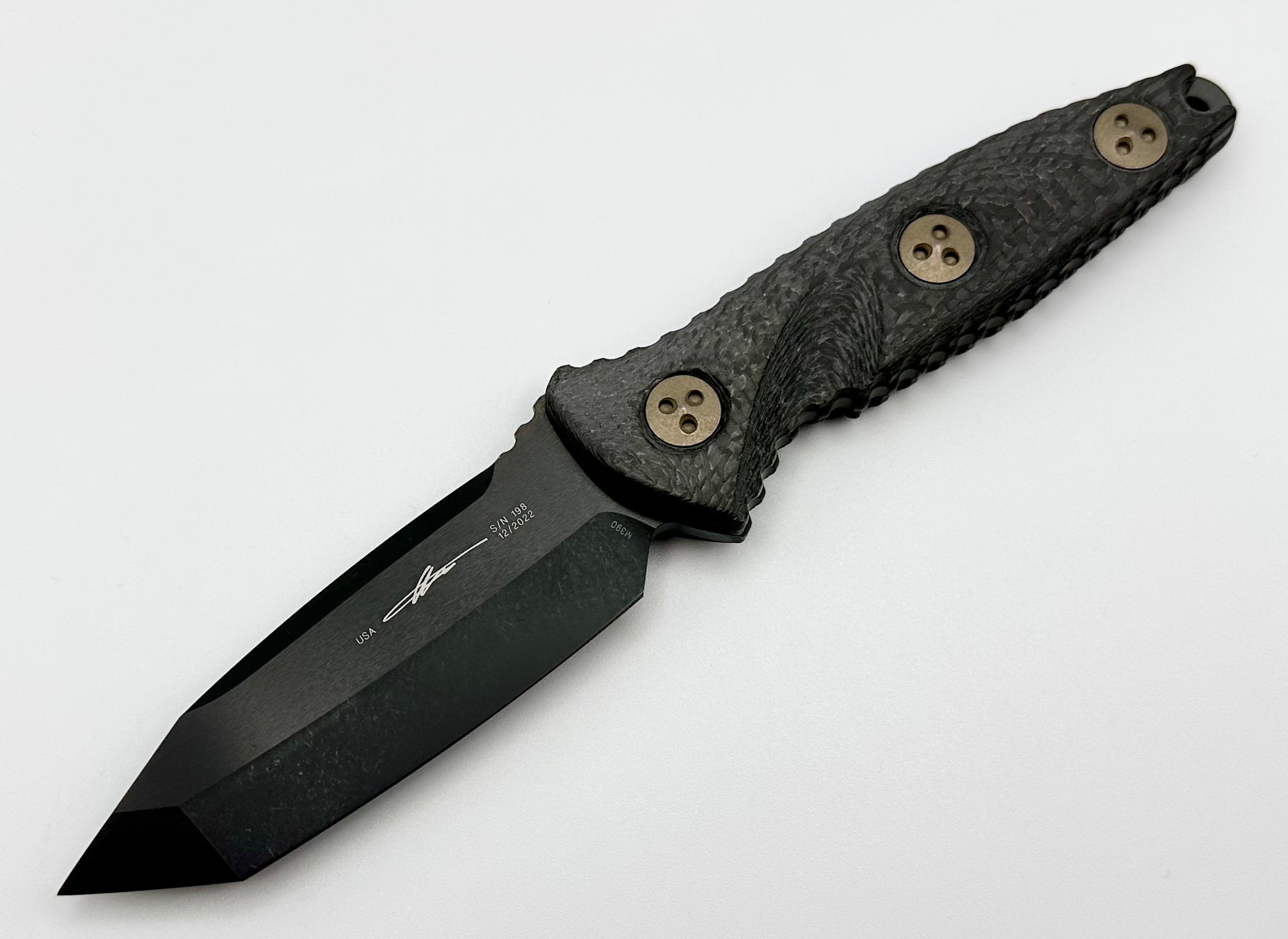 Microtech Socom Alpha Mini Tanto Black DLC & Carbon Fiber 114M-1DLCCFS