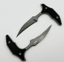 Microtech & Bastinelli Double Bee S/E Signature Series Fully Serrated Stonewash Apocalyptic & Black G-10 218D-12APGTBKS