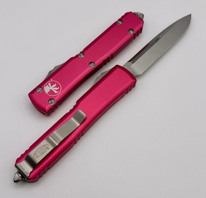 Microtech Ultratech Single Edge Stonewash Standard & Pink 121-10PK