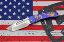 Medford Midi Marauder S35 Tumbled Tanto & Dark Blue Bronze Filigree Handles w/ Bronze Hardware/Clip