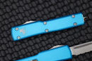 Microtech UTX-70 Tanto Edge Stonewash Fully Serrated & Turquoise 149-12TQ