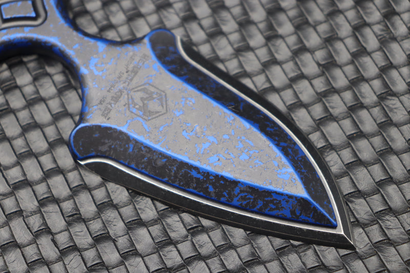 Heretic Knives Sleight Modular Push Dagger Battleworn Black Blade & Breakthrough Blue Handle H050-8A-BRKBLU