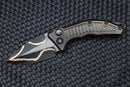 Heretic Knives Medusa Auto DLC Titanium w/ Snakeskin & Hand Ground Baker Forge Damascus Tanto