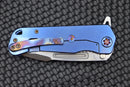 Medford Knife Proxima Tumbled S35 & Blue Handles w/ Flamed Hardware & Brush/Flamed Clip