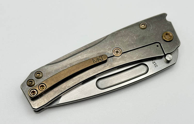 Medford Knife Slim Midi Tumbled Tanto S45 & Tumbled Art Nouveau Handles w/ Bronze Hardware/Clip