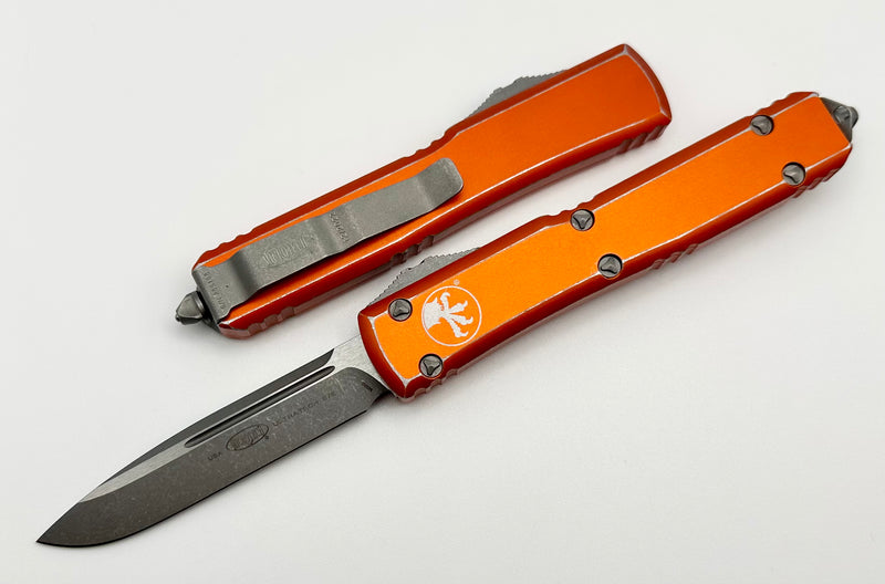 Distressed Microtech Microtech Ultratech Distressed Orange w/ Single Edge 121-10DOR