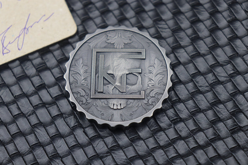 Custom Knife Factory Skull Titanium Engraved Coin