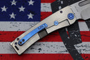 Medford Marauder H Bead Blast Handles, Blue Hardware/Clip & S35VN Tumbled Drop Point