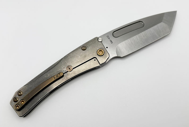 Medford Knife Slim Midi Tumbled Tanto S45 & Tumbled Art Nouveau Handles w/ Bronze Hardware/Clip