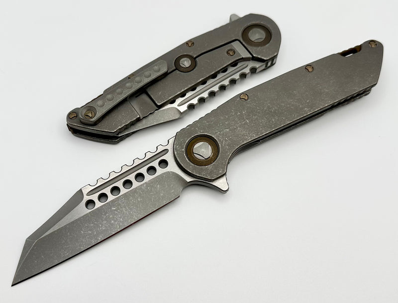 Marfione Custom Knives Warhound Apocalyptic Titanium & Two Tone Apocalyptic CTS-204P w/ Bronze Accents