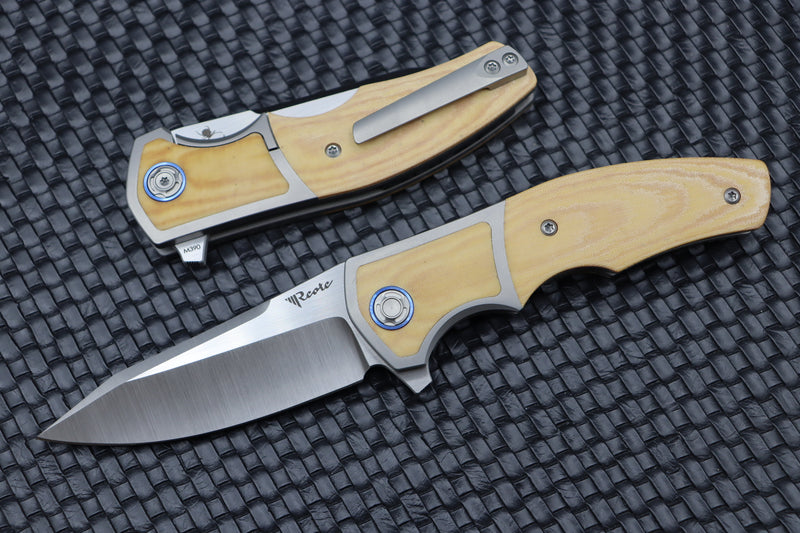 Reate Knives Mini Crossroads w/ White Micarta Inlays & M390