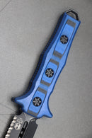 Heretic Knives Nephilim Black/Blue G-10 & Double Edge Battleworn Black Full Serrated H003-8C-BLKBLU