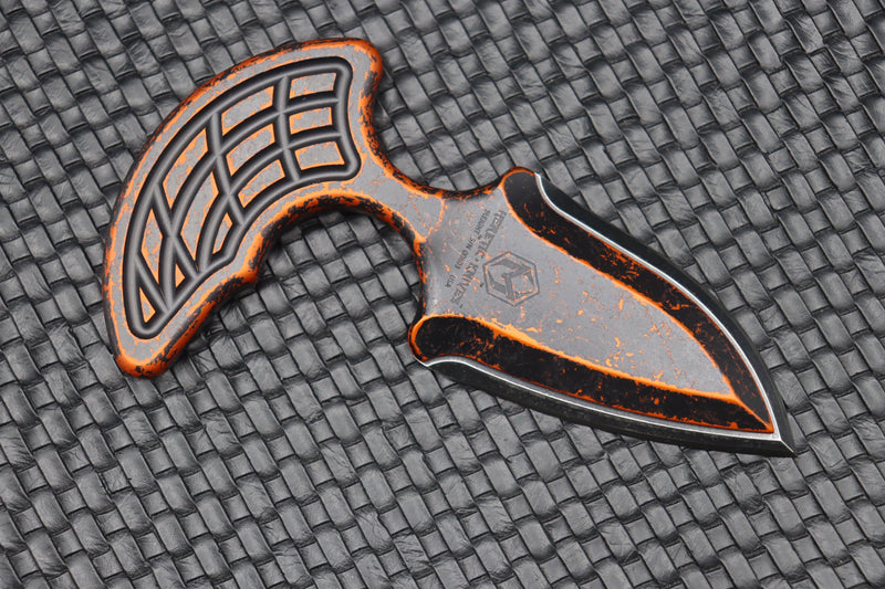 Heretic Knives Sleight Modular Push Dagger Battleworn Black Blade & Breakthrough Orange Handle H050-8A-BRKORG