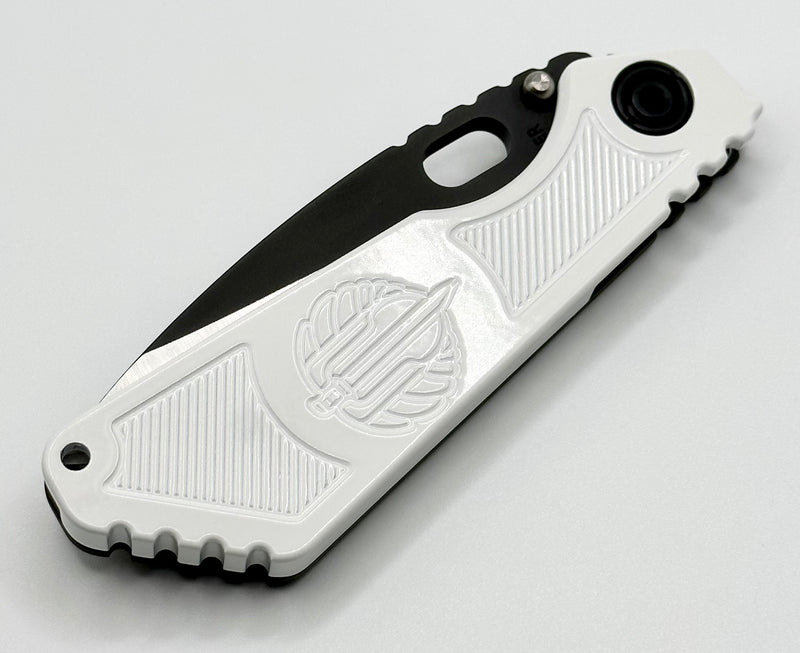 Strider SnG White FWP Scale w/ Torched Lock Side & 3/4 Hand Ground 20CV