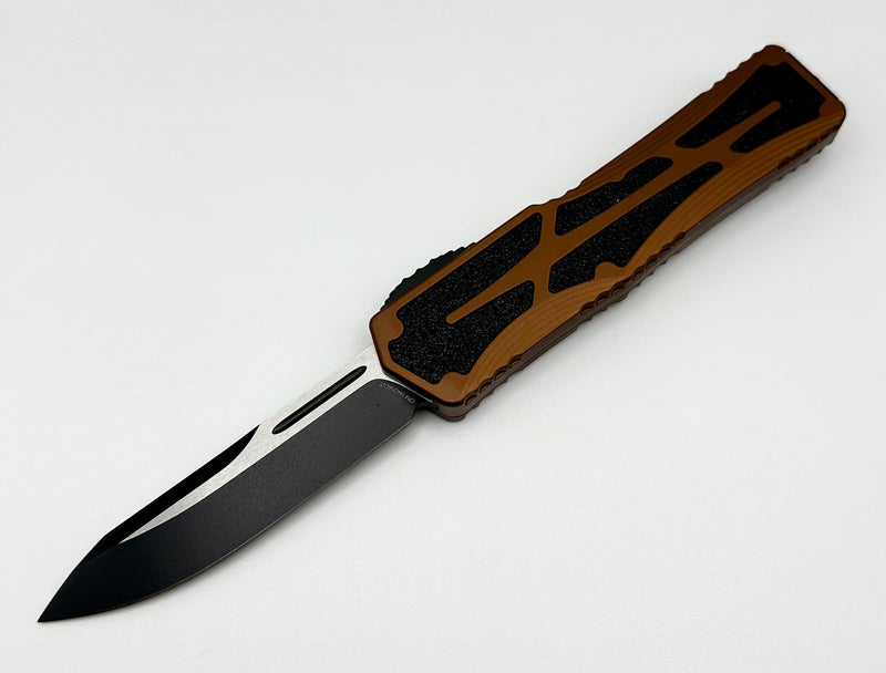 Heretic Knives Colossus Two Tone Black Single Edge Magnacut & Root Beer Handle H039-10A-RB