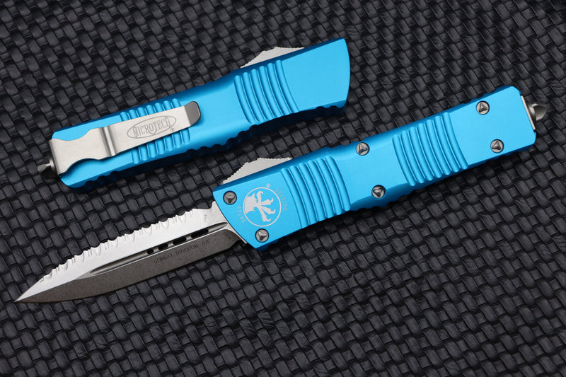 Microtech Combat Troodon Double Edge Fully Serrated Stonewash & Turquoise 142-12TQ