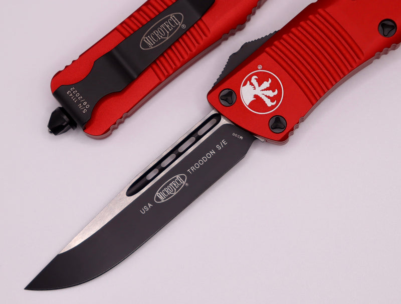 Microtech Troodon Black Single Edge Standard & Red 139-1RD