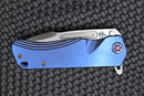Medford Knife Proxima Tumbled S35 & Blue Handles w/ Flamed Hardware & Brush/Flamed Clip