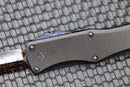 Marfione Hera D/E Spike Grind Hot Blued Vegas Forge Reptilian Pattern Damascus & Black Anodized Handle w/ Zircuti Button & Pocket Clip & DLC Two Tone Hardware