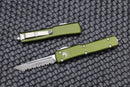 Microtech UTX-70 Tanto Edge Stonewash Fully Serrated & OD Green 149-12OD