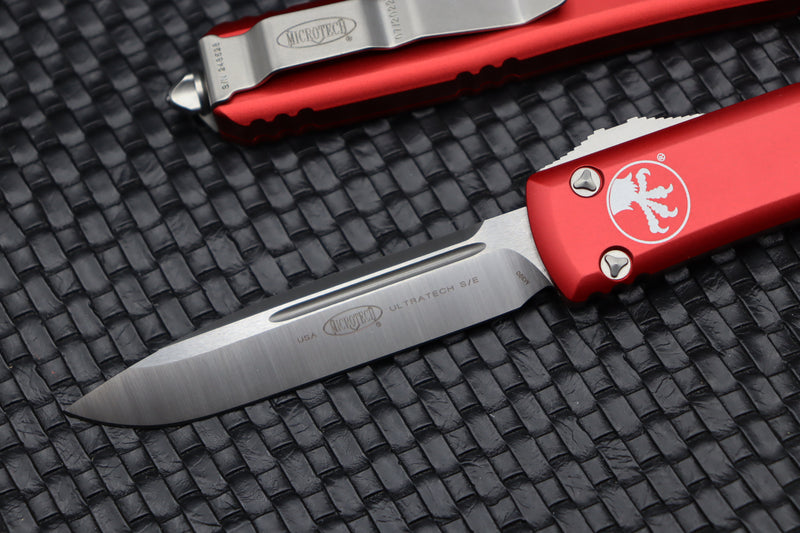 Microtech Ultratech Red & Single Edge Satin Standard 121-4RD