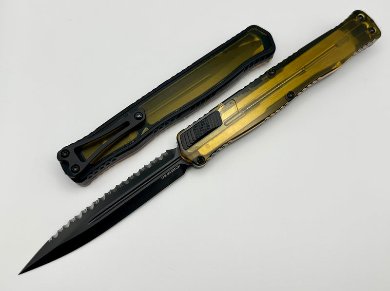 Heretic Knives Cleric II 2 Ultem Top/Inlay w/ Black Double Edge Full Serrated Magnacut H020-6C-ULTEM