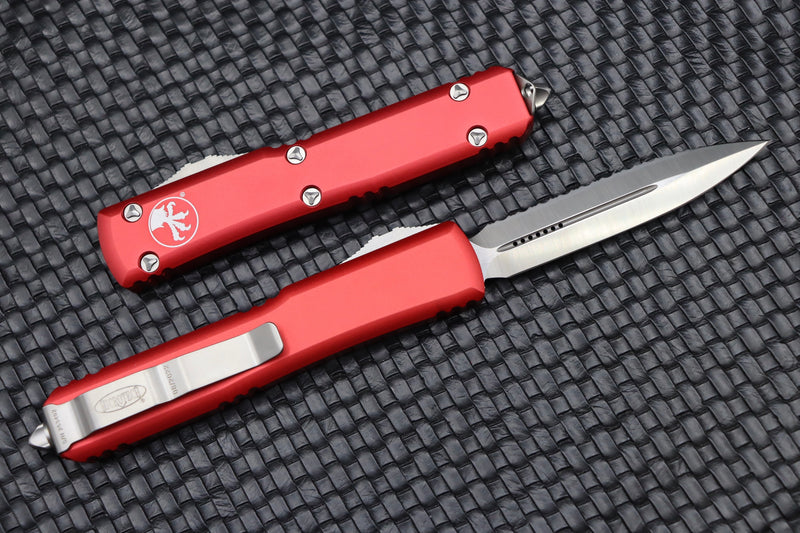 Microtech Ultratech Double Edge Satin Full Serrated & Red 122-6RD