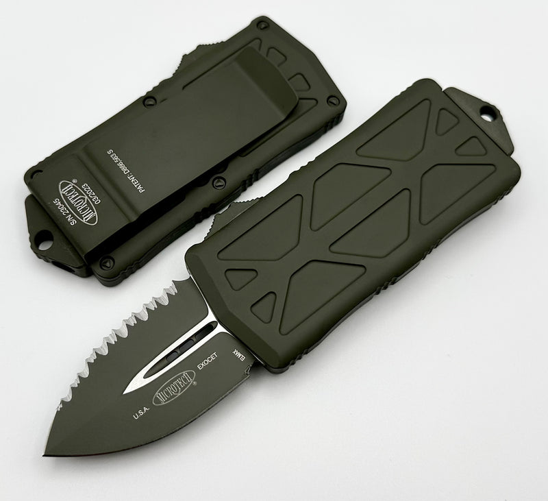 Microtech Exocet Double Edge Full Serrated Cerakote OD Green 157-3COD