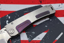 Medford Marauder H Violet w/ Faced Silver Flats Handles, Violet Clip & S35VN Tumbled Drop Point