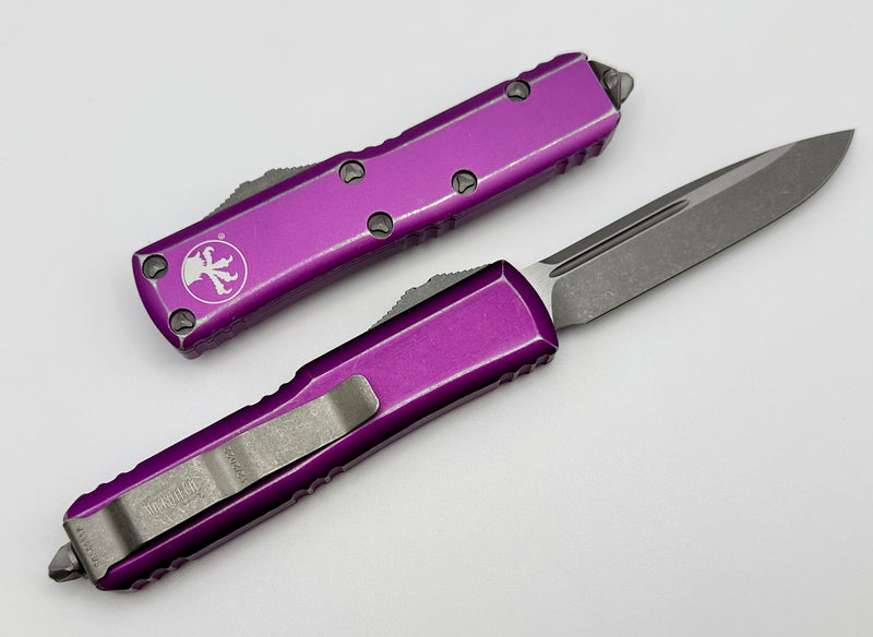 Microtech UTX-85 Single Edge & Distressed Violet 231-10DVI