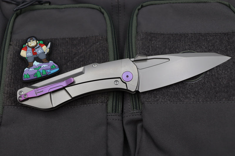 Jake Hoback Knives Summit Titanium w/ Purple Accents & M390 Stonewash