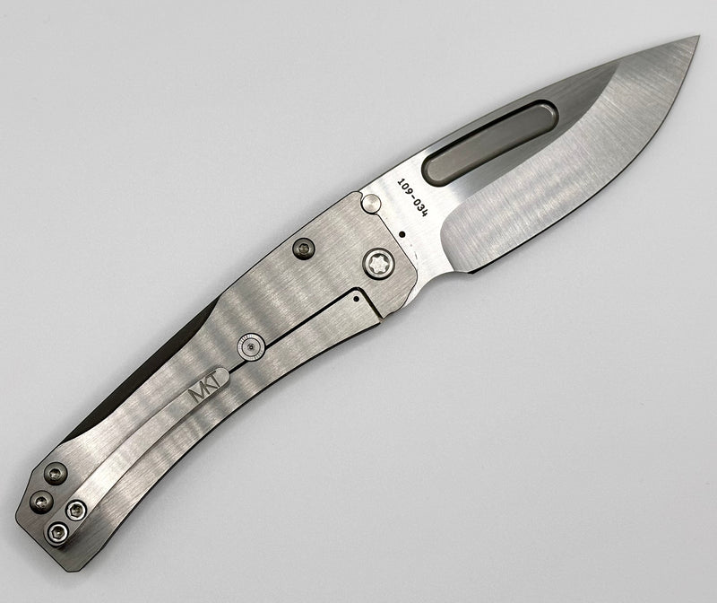 Medford Knife Slim Midi Satin S45 Drop Point & Bead Blast/silver Handles w/ Brushed Clip