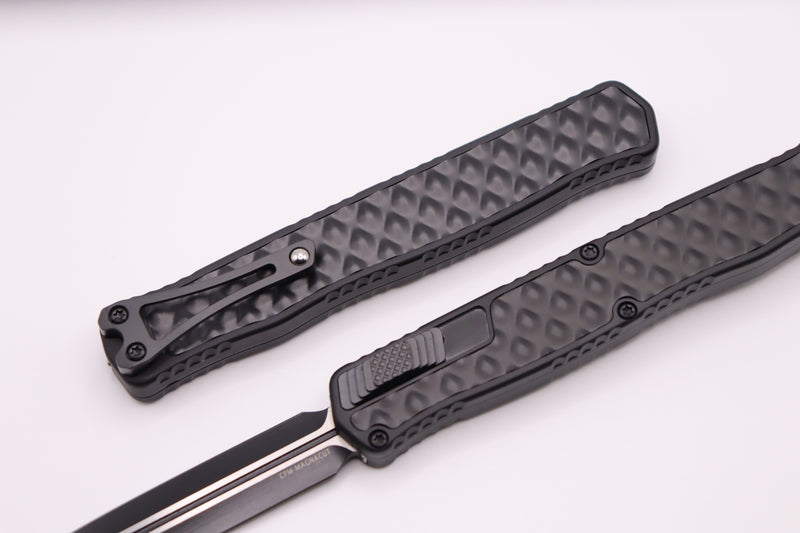 Heretic Knives Cleric II 2 Two Tone Black Tactical Double Edge Magnacut w/ Black Stainless Bubble Inlays H020-10A-T