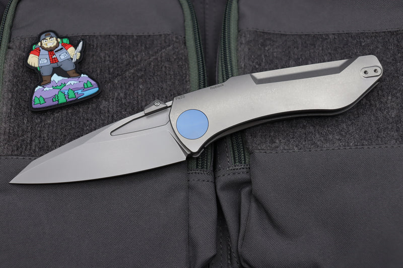 Jake Hoback Knives Summit Titanium w/ Blue Accents & M390 Stonewash
