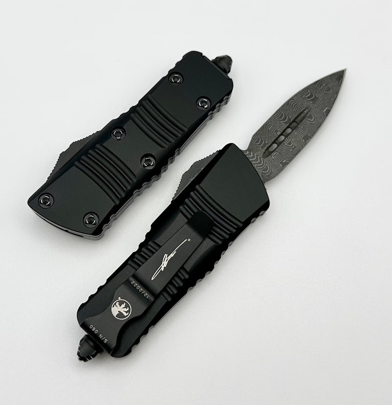 Microtech Mini Troodon Double Edge Damascus & Black 238-16S