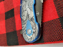 Todd Begg California Custom Shop Bodega Engraved Dragon Lady Blue N690 Compound Grind Blade